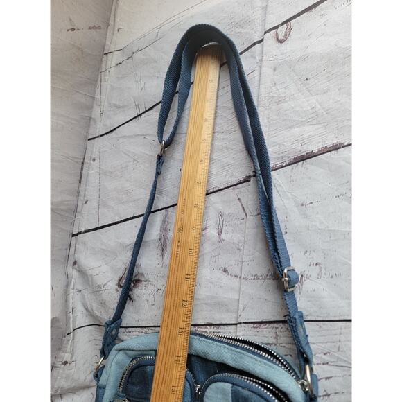 Wild Fable Womens Small Crossbody Denim Patch Work Bag Purse Silk Pocket - Picture 7 of 9